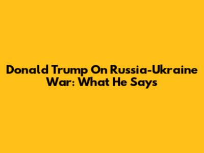 Donald Trump On Russia-Ukraine War: What He Says