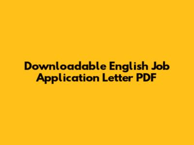 Downloadable English Job Application Letter PDF
