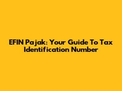 EFIN Pajak: Your Guide To Tax Identification Number