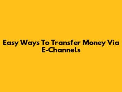 Easy Ways To Transfer Money Via E-Channels