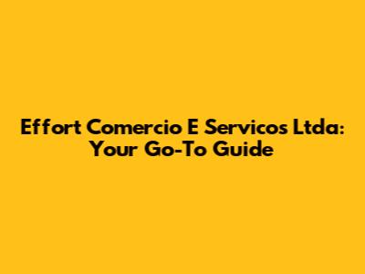 Effort Comercio E Servicos Ltda: Your Go-To Guide