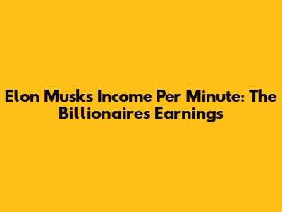 Elon Musk's Income Per Minute: The Billionaire's Earnings