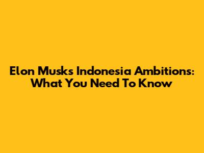 Elon Musk's Indonesia Ambitions: What You Need To Know