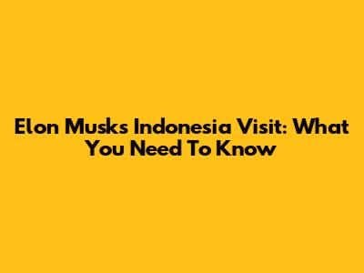Elon Musk's Indonesia Visit: What You Need To Know