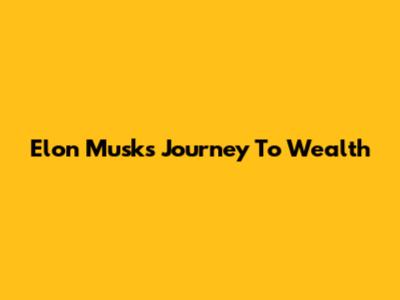 Elon Musk's Journey To Wealth