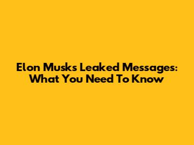 Elon Musk's Leaked Messages: What You Need To Know