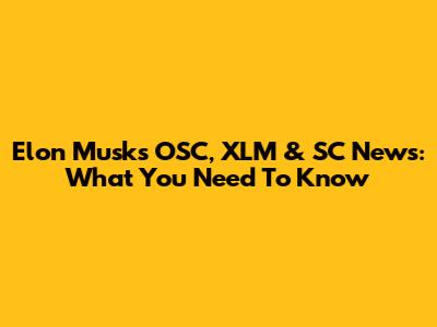 Elon Musk's OSC, XLM & SC News: What You Need To Know