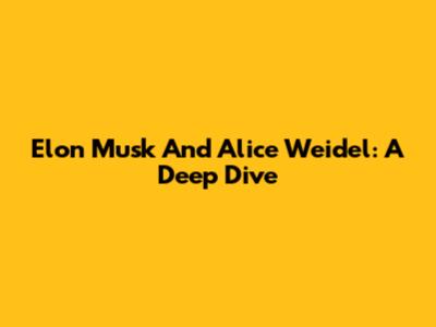 Elon Musk And Alice Weidel: A Deep Dive