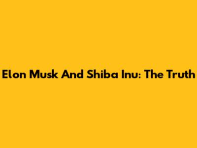 Elon Musk And Shiba Inu: The Truth
