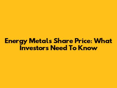 Energy Metals Share Price: What Investors Need To Know