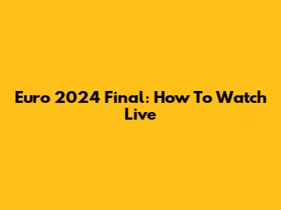 Euro 2024 Final: How To Watch Live