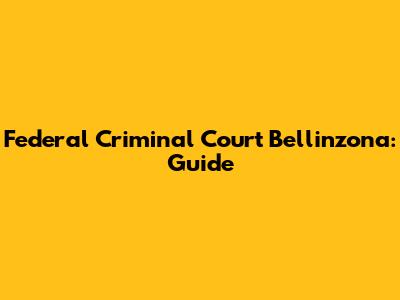 Federal Criminal Court Bellinzona: Guide