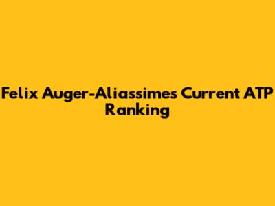 Felix Auger-Aliassime's Current ATP Ranking