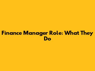 Finance Manager Role: What They Do