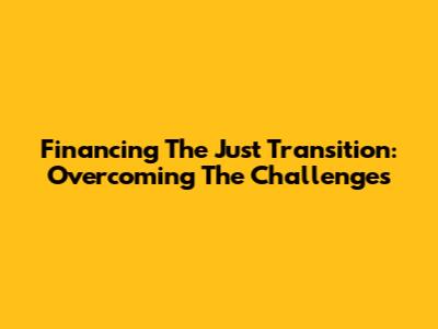 Financing The Just Transition: Overcoming The Challenges