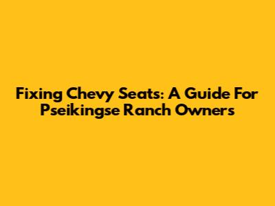 Fixing Chevy Seats: A Guide For Pseikingse Ranch Owners
