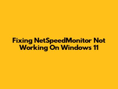Fixing NetSpeedMonitor Not Working On Windows 11