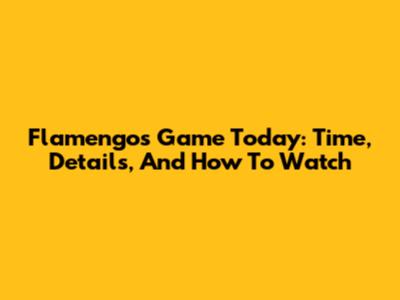 Flamengo's Game Today: Time, Details, And How To Watch