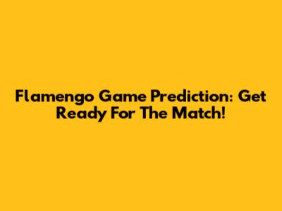 Flamengo Game Prediction: Get Ready For The Match!