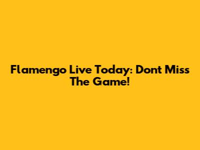 Flamengo Live Today: Don't Miss The Game!