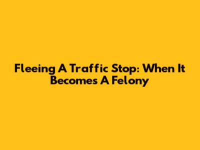 Fleeing A Traffic Stop: When It Becomes A Felony