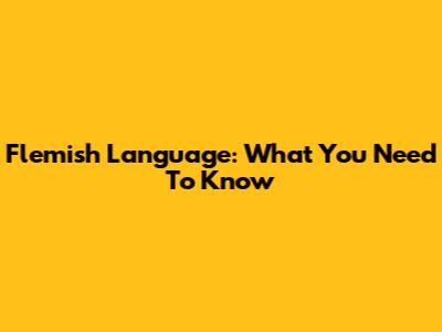 Flemish Language: What You Need To Know