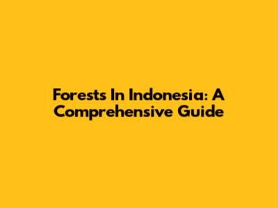 Forests In Indonesia: A Comprehensive Guide