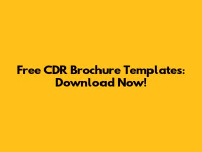 Free CDR Brochure Templates: Download Now!
