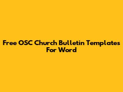 Free OSC Church Bulletin Templates For Word