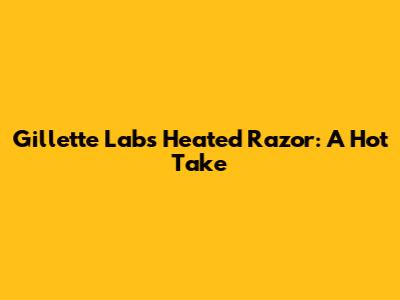 Gillette Labs Heated Razor: A Hot Take