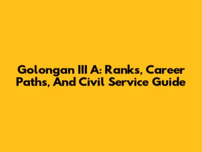 Golongan III A: Ranks, Career Paths, And Civil Service Guide