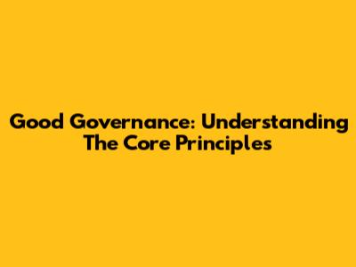 Good Governance: Understanding The Core Principles
