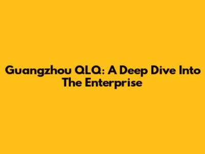 Guangzhou QLQ: A Deep Dive Into The Enterprise