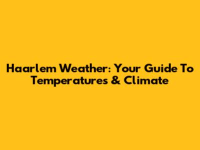 Haarlem Weather: Your Guide To Temperatures & Climate