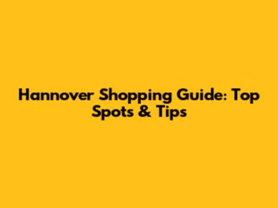 Hannover Shopping Guide: Top Spots & Tips