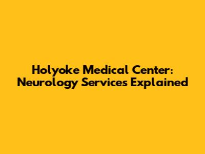 Holyoke Medical Center: Neurology Services Explained