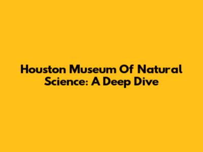 Houston Museum Of Natural Science: A Deep Dive