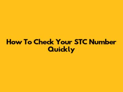 How To Check Your STC Number Quickly