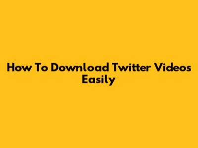 How To Download Twitter Videos Easily