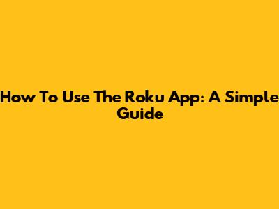How To Use The Roku App: A Simple Guide