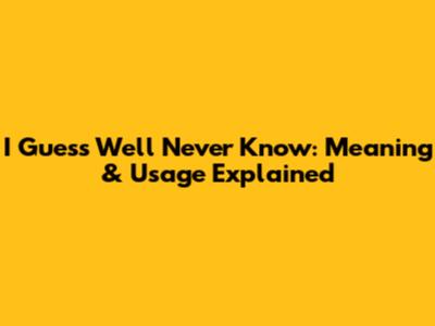 I Guess We'll Never Know: Meaning & Usage Explained