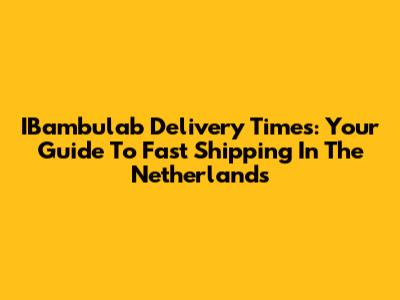 IBambulab Delivery Times: Your Guide To Fast Shipping In The Netherlands