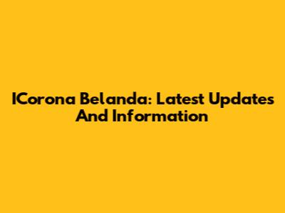 ICorona Belanda: Latest Updates And Information