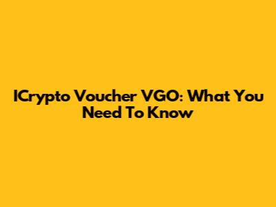 ICrypto Voucher VGO: What You Need To Know