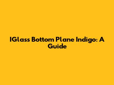 IGlass Bottom Plane Indigo: A Guide
