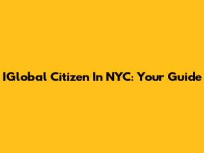 IGlobal Citizen In NYC: Your Guide