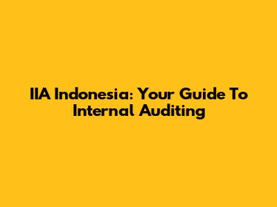 IIA Indonesia: Your Guide To Internal Auditing