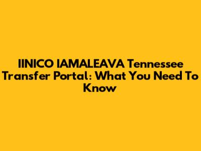 IINICO IAMALEAVA Tennessee Transfer Portal: What You Need To Know
