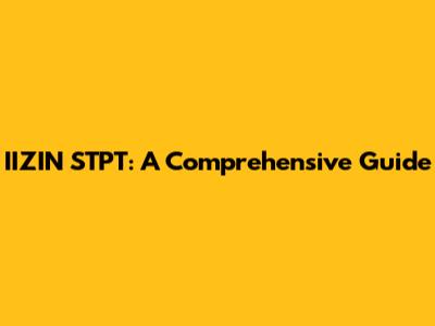 IIZIN STPT: A Comprehensive Guide