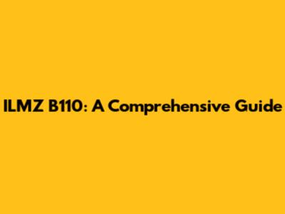 ILMZ B110: A Comprehensive Guide